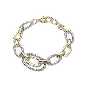 Tigerstars Two Tone Textured Oval Chain Link Bracelet
